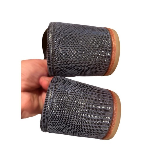 No.6 Orlando Woven hand made blue scaled stamped suede wedges - Picture 2 of 5